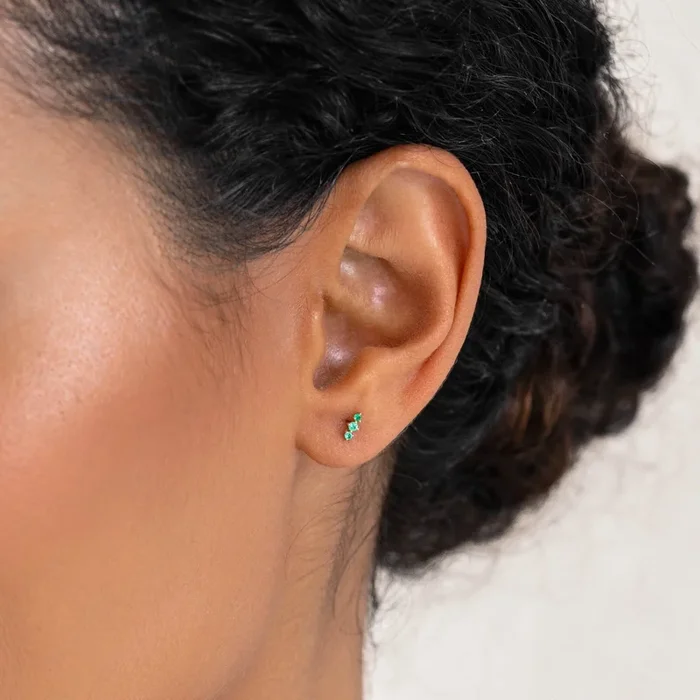 Trio Emerald Stud Earrings 14k Gold – Yara
