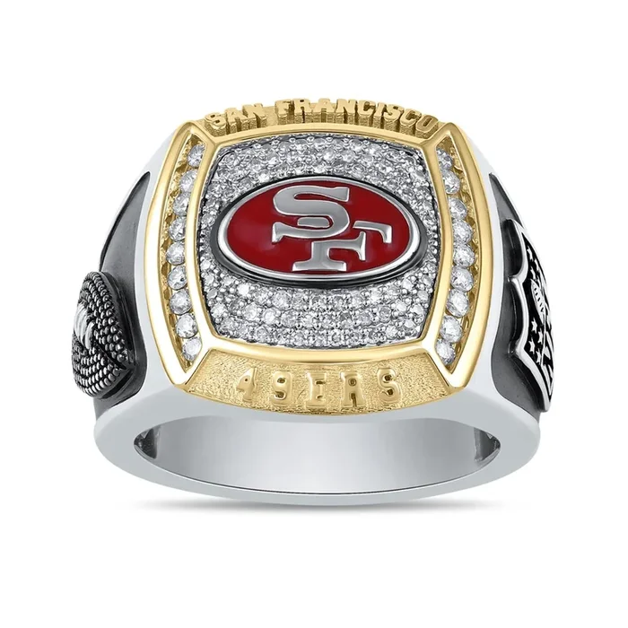 True Fans Fine Jewelry San Francisco 49ers 1/2 CTW Natural Diamond Ring in Sterling Silver