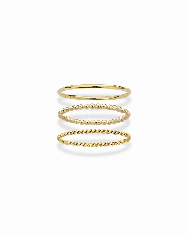 Tube + Droplet + Lasso Stacking Ring Set