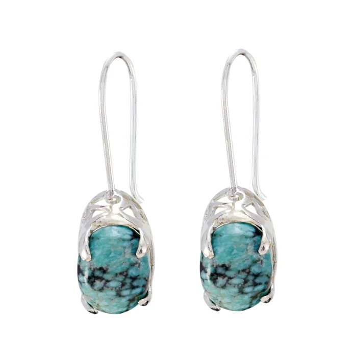 Turquoise African Jiwoo Solitaire Dangle multicolor Sterling Silver Earring