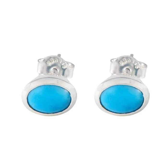 Turquoise Korean Charlotte Solitaire Stud multicolor 925 Sterling Silver Earring