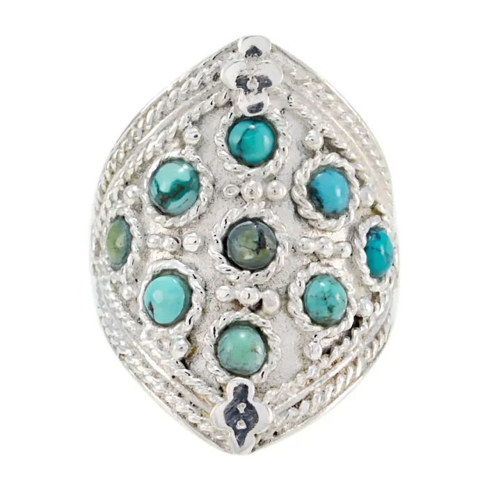 Turquoise multiple Russian Sterling Silver Blue Gemstone Essential Heritage Ring Jewelry