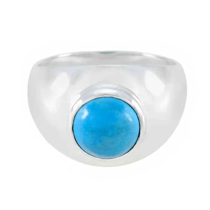 Turquoise Solitaire Russian Silver Blue Gemstone Eye-catching Contemporary Ring Jewellery