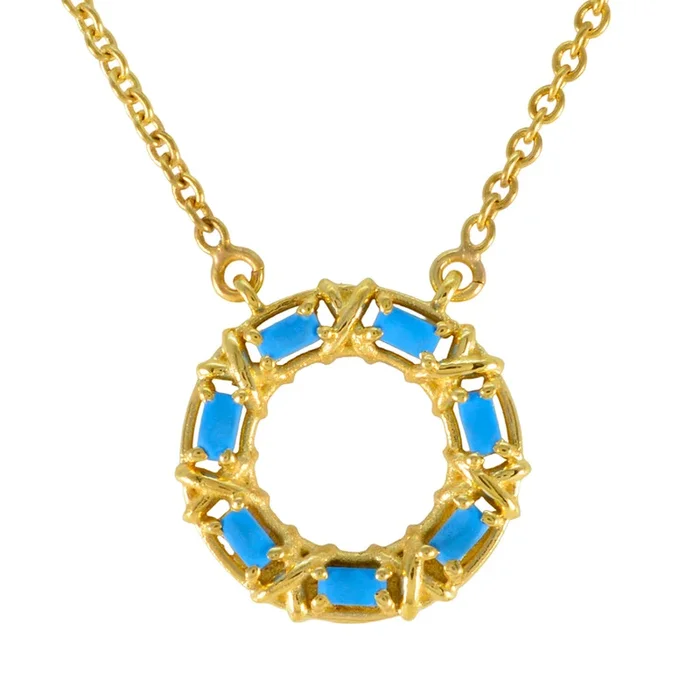 Turquoise Statement Turkish 925 Silver Hepta Yasmin Graceful Blue Pendant Jewelry