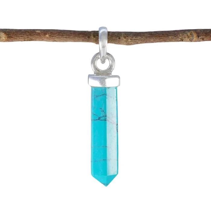 Turquoise Tiny Mexican Silver Solitaire Luisa valentine Blue Pendant Jewelry