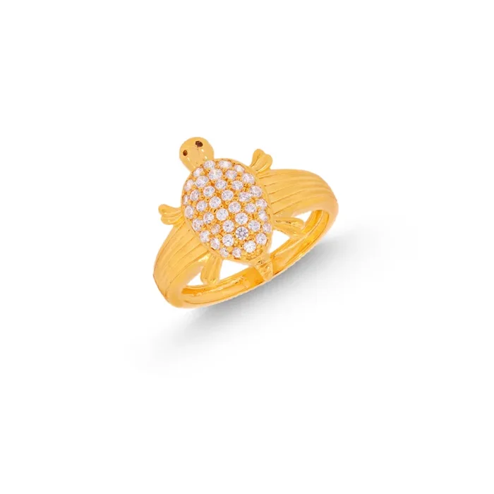 Turtle Minakari Ring STN in 22K Gold
