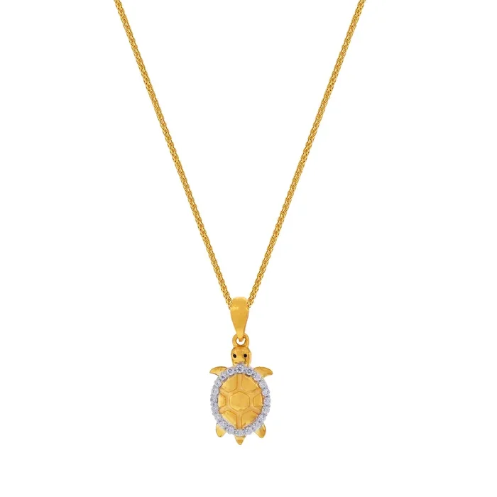 Turtle Pendant with CZ in 22K Gold