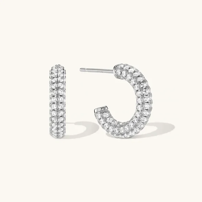 Twilight Crystal Hoop Earrings Silver
