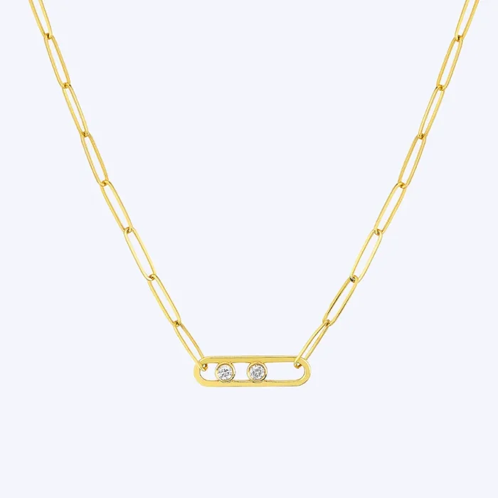 Twin Diamond Paperclip Necklace