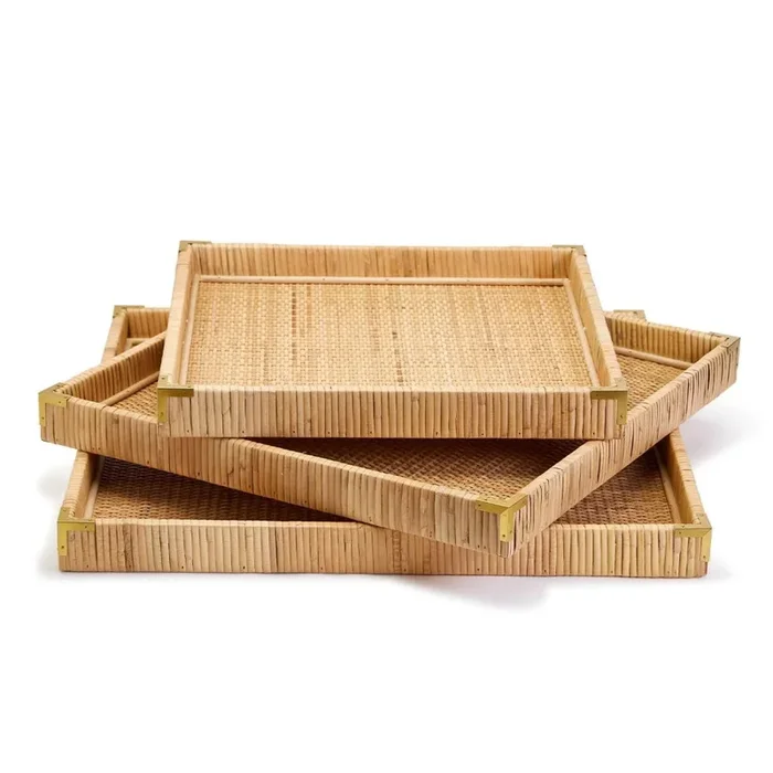 Two’s Company Rattan Square Tray