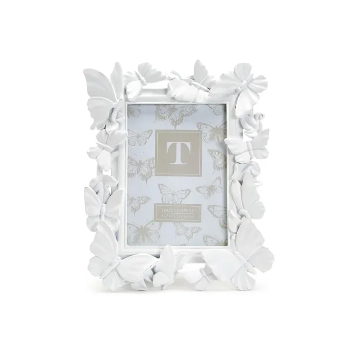 Two’s Company White Butterfly 5×7 Photo Frame