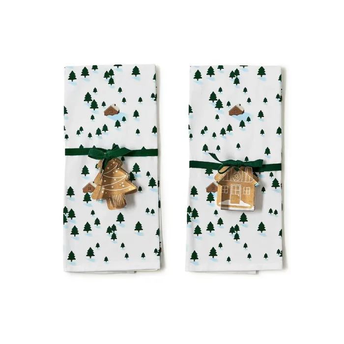 Two’s Company Winter Scene Dish Towel and Cookie Cutter Set