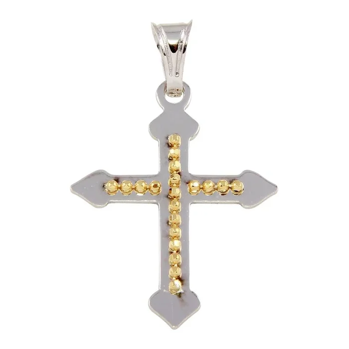 Two-Tone 925 Sterling Silver Medium Cross Pendant – ECP00009RH-GP