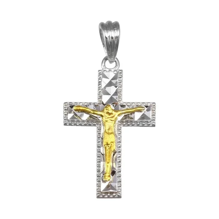 Two-Tone 925 Sterling Silver Plated DC Crucifix Cross Pendant – GMP00050RG