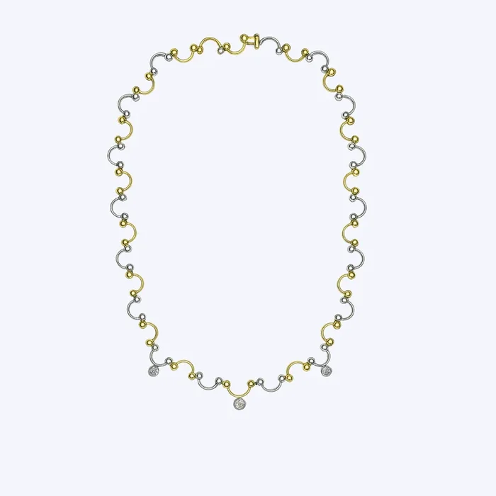 Two-Tone Diamond Wave Necklace