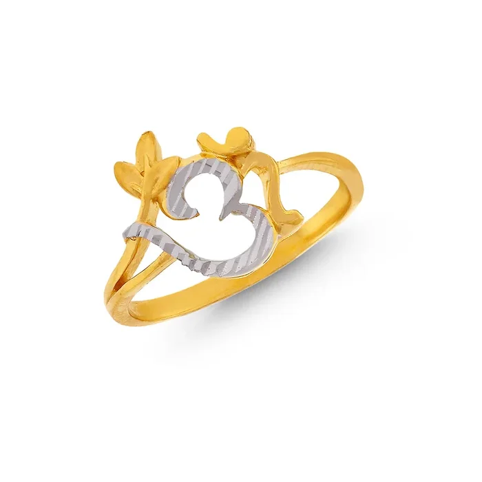 Two-tone Om Ring in 22K Gold