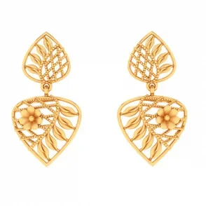 Unique Floral And Leaves Shape 22k Hanging Gold Earring From Mugdhaa Collection