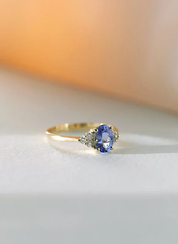 Valentina diamanten tanzaniet ring 14k goud