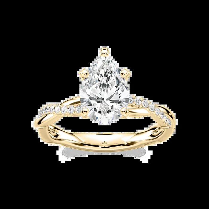 Valentina Pear Lab Grown Diamond Petite Twist Side Stone Engagement Ring