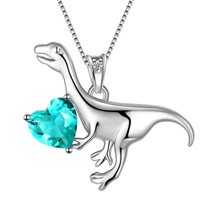 Velociraptor Dinosauro Collana con ciondolo Ciondolo in argento sterling Gioielli da donna e ragazza