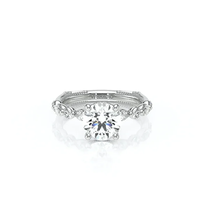 Verragio 14k Gold Euroshank Round Diamond Shared Prong Engagement Ring