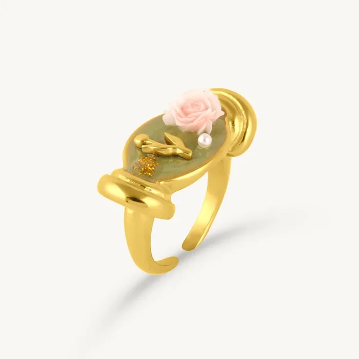 Vintage Bloom Enamel Adjustable Ring