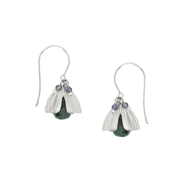 Vivvi Bug Earrings in Natural Emerald & Iolite