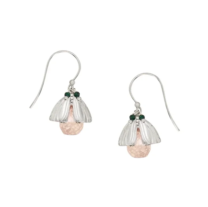 Vivvi Bug Earrings in Rose Quartz & Malachite