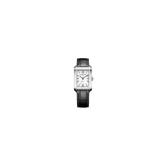 Watch Baume et Mercier Hampton auto silver plated black leather bracelet M0A10522