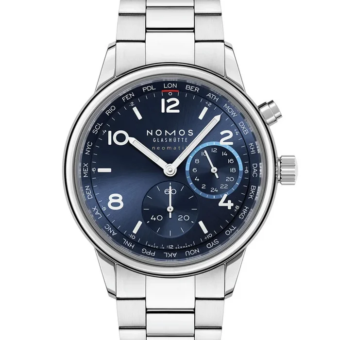 Watch Nomos Club Sport Neomatik Worldtimer Mondial sapphire back blue dial steel bracelet – Lepage
