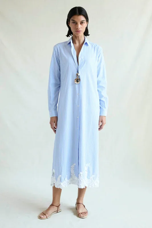 Wave Shirt Dress Blue Stripe