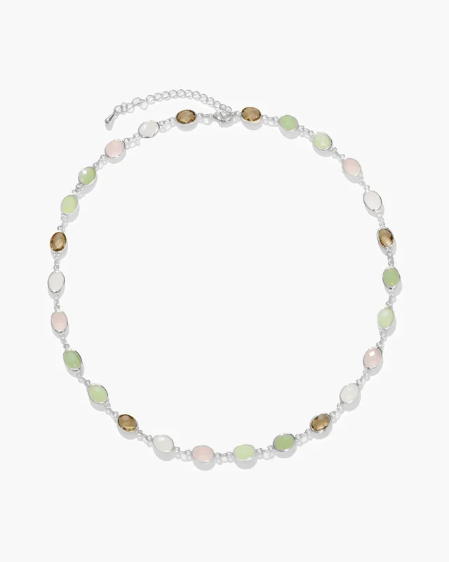 Whimsical Romance Stone Necklace in Silver