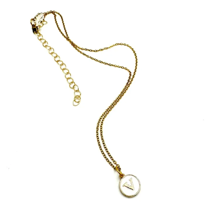 White & Gold Leetie Initial Necklace