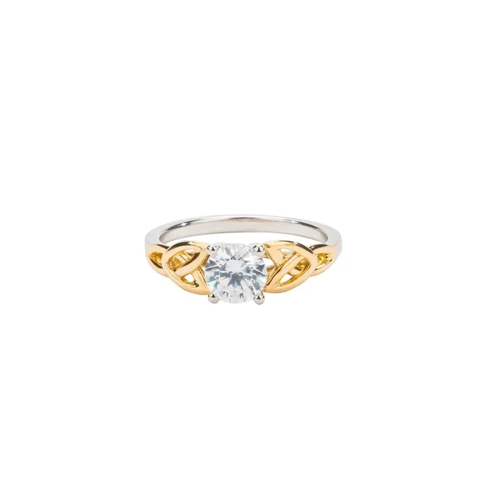 White and Yellow Gold 1 ct Moissanite Trinity Ring – Custom Order