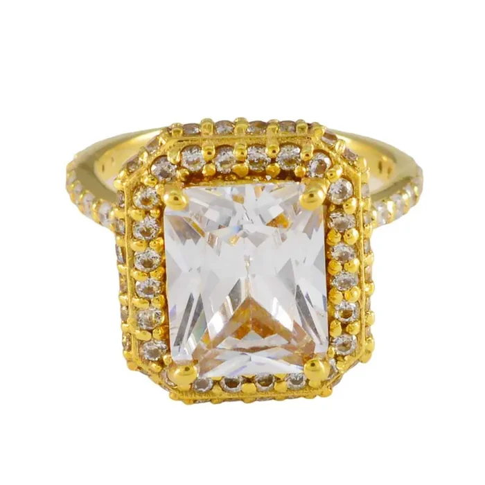 White CZ Halo Korean Silver White Gemstones Slim Love Ring Jewelry
