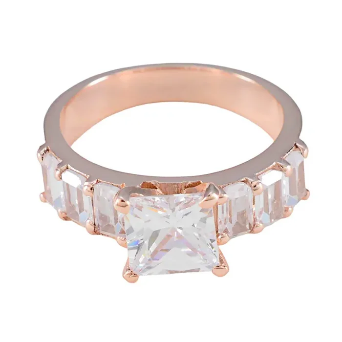 White CZ Hepta Korean Sterling Silver White Gemstone Slim wedding Ring Jewelry