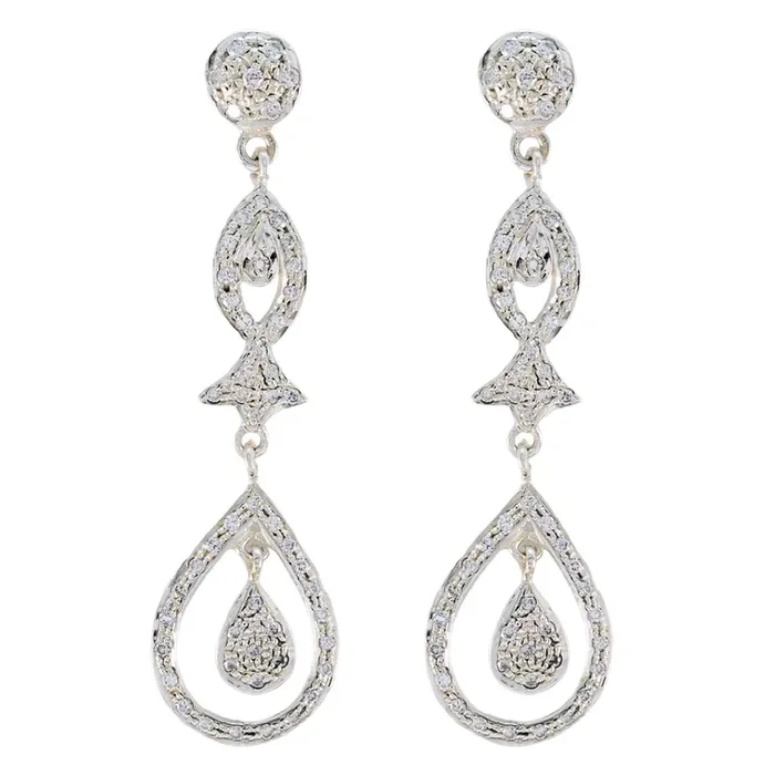 White CZ Indian Dewi multiple Stud White 92.5 Silver Earring
