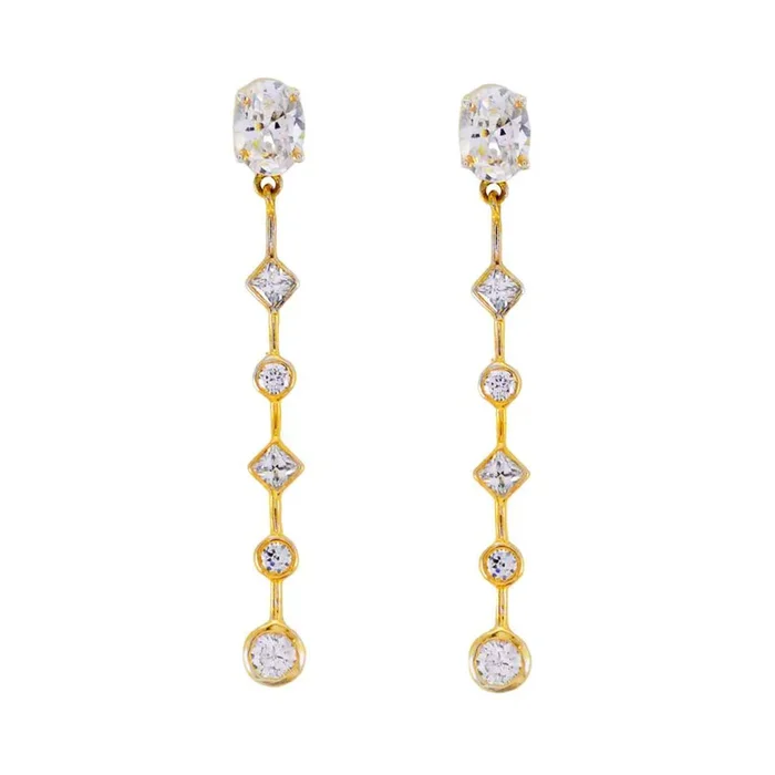 White CZ Indian Dewi multiple Stud White Silver Earring