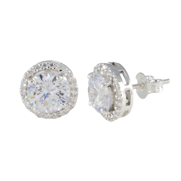 White CZ Japanese Julia multiple Stud White Sterling Silver Earring
