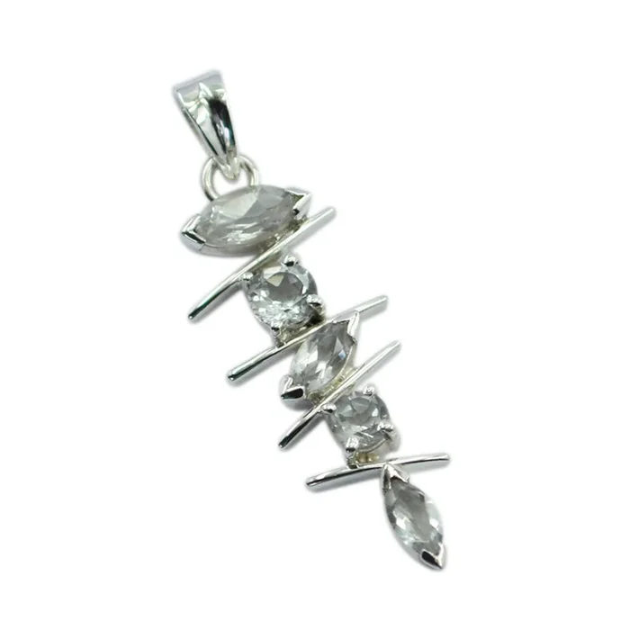 White CZ Tiny Turkish Silver Penta Joaquina Graceful White Pendant Jewelry