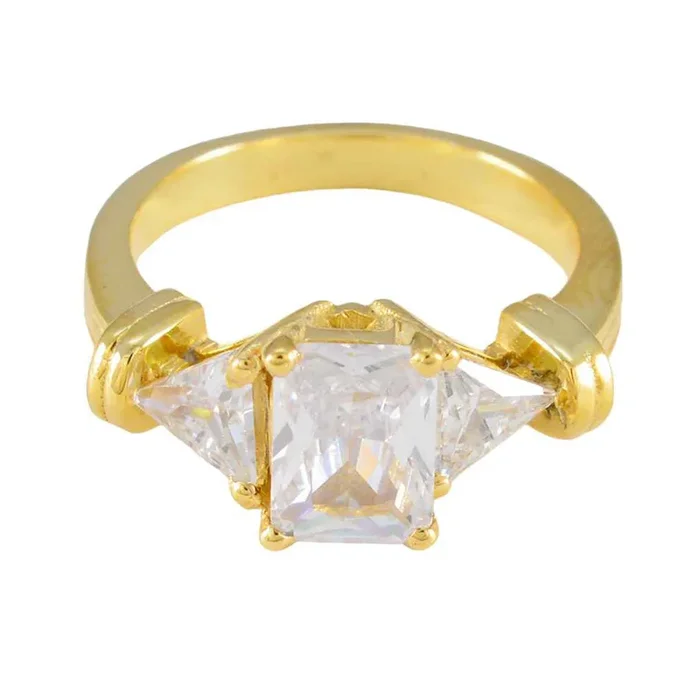 White CZ Trilogy Latin American 925 Silver White Gemstones Slim Contemporary Ring Jewellery