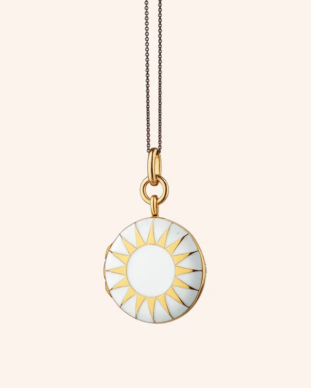 White Enamel and Vermeil Round Locket