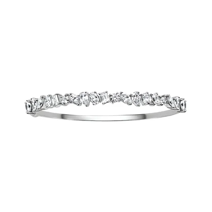 White Gold Multi-Shape Diamond Flexible Bangle