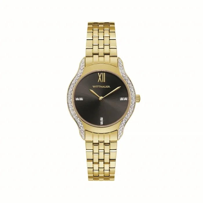 Wittnauer with 30MM Black Diamond Dial Stainless Steel Watch Band. WN4117