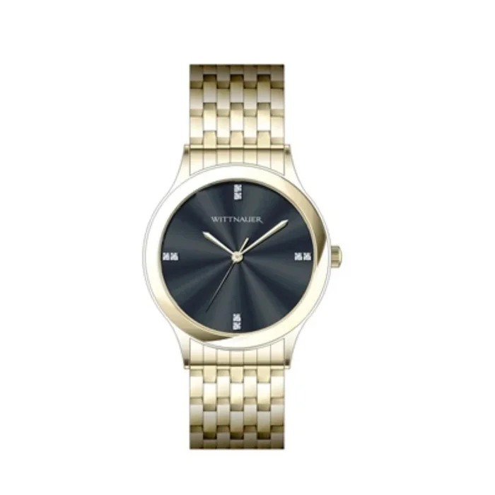 Wittnauer with 44MM Black Round Dial Stainless Steel Watch Band. WN3074