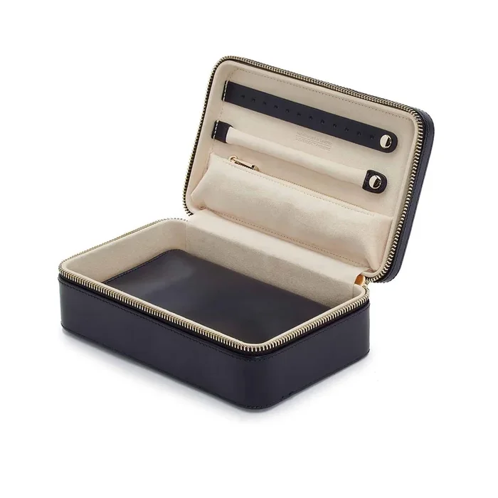 Wolf Maria medium zip jewelry case in navyleather | LEPAGE