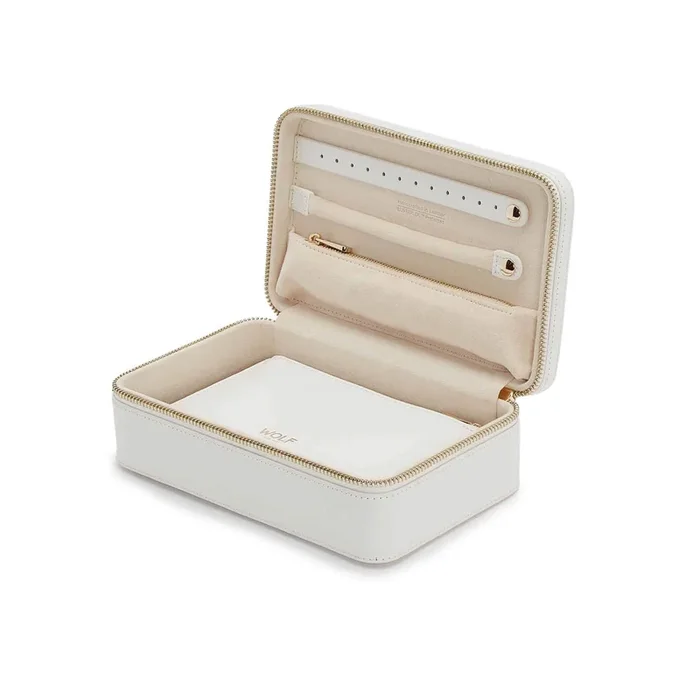 Wolf Maria medium zip jewelry case in white leather | LEPAGE