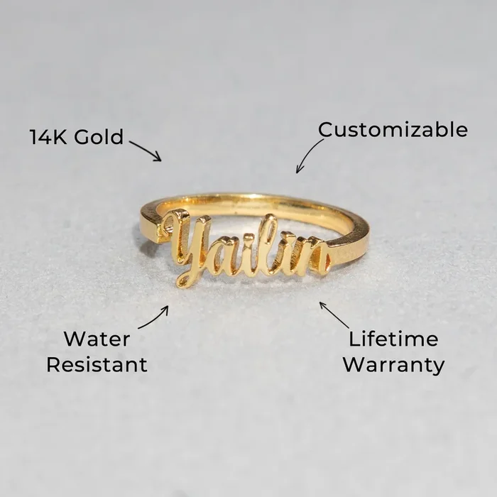 Women Jewelry – Gold Name Ring | Style # R32