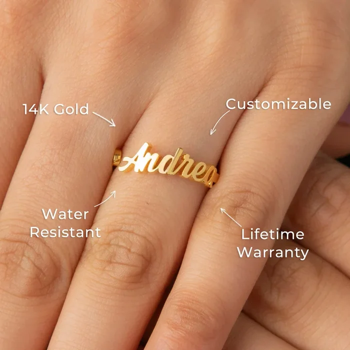 Women Jewelry – Gold Name Ring | Style # R35