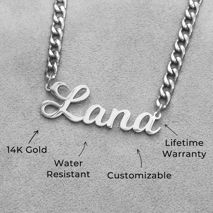 Women Jewelry – White Gold Name Necklace | Style # N04